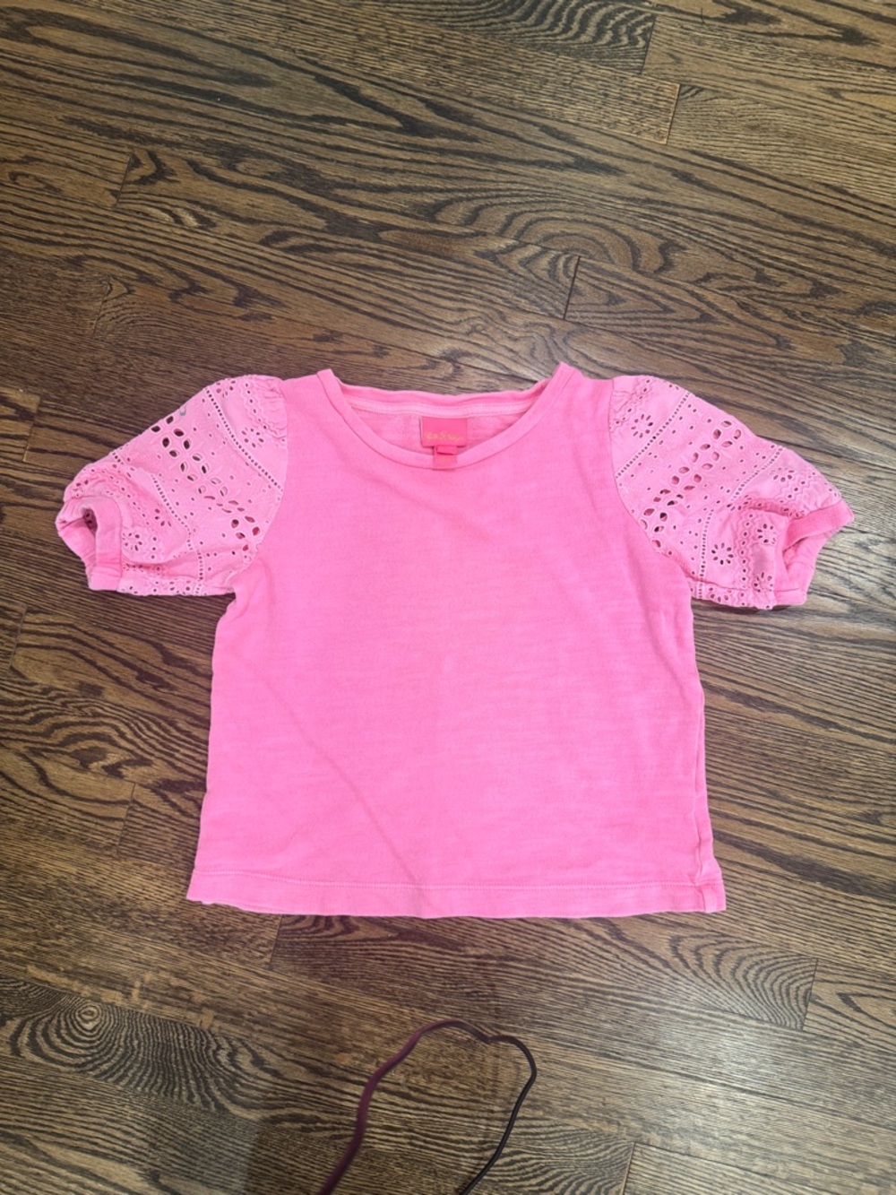 Lilly Pulitzer Bright Pink Eyelet Puff Sleeve Top